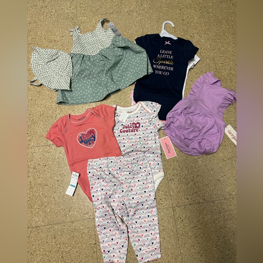 NWT Lot Bundle 9pc Baby Infant Girl Summer Dress‎ Bodysuit Romper Carters 9m